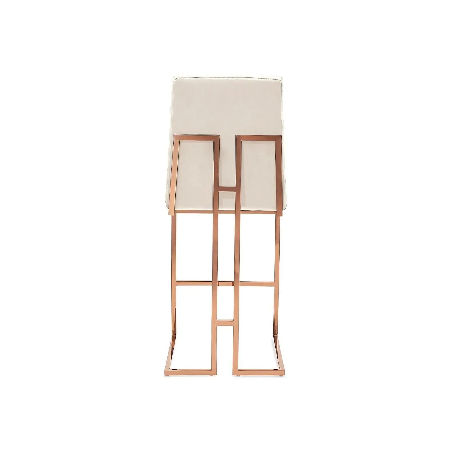 Cameron Rose Gold Polished Stainless Steel Base Beige Modern Bar Stool