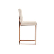 Cameron Rose Gold Polished Stainless Steel Base Beige Roberto Grassie Bar Stool