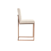 Cameron Rose Gold Polished Stainless Steel Base Beige Roberto Grassie Counter Stool RG