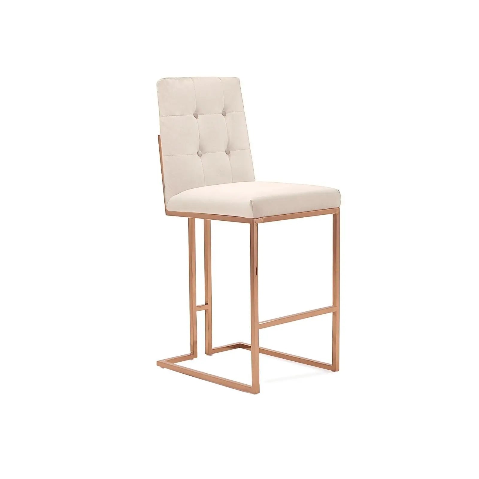 Cameron Rose Gold Polished Stainless Steel Base Beige Stylish Bar Stool