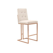 Cameron Rose Gold Polished Stainless Steel Base Beige Stylish Bar Stool