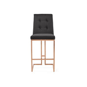 Cameron Rose Gold Polished Stainless Steel Base Black Bar Stool RG