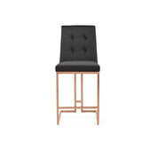 Cameron Rose Gold Polished Stainless Steel Base Black Counter Bar Stool