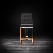 Cameron Rose Gold Polished Stainless Steel Base Black Counter Modern Bar Stool RG