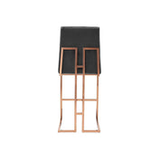 Cameron Rose Gold Polished Stainless Steel Base Black Modern Bar Stool RG