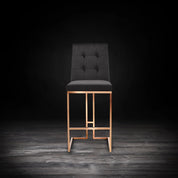 Cameron Rose Gold Polished Stainless Steel Base Black Modern Bar Stool RG