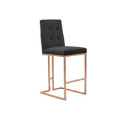 Cameron Rose Gold Polished Stainless Steel Base Black Stylish Bar Stool RG