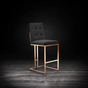 Cameron Rose Gold Polished Stainless Steel Base Black Stylish Bar Stool RG