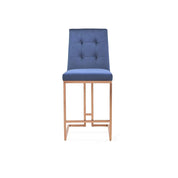 Cameron Rose Gold Polished Stainless Steel Base Dark Blue Counter Bar Stool RG