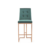 Cameron Rose Gold Polished Stainless Steel Base Dark Green Bar Stool RG