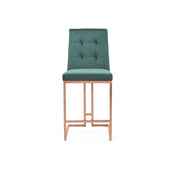Cameron Rose Gold Polished Stainless Steel Base Dark Green Counter Bar Stool RG