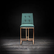 Cameron Rose Gold Polished Stainless Steel Base Dark Green Counter Modern Bar Stool RG