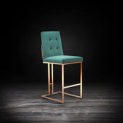 Cameron Rose Gold Polished Stainless Steel Base Dark Green Stylish Bar Stool RG