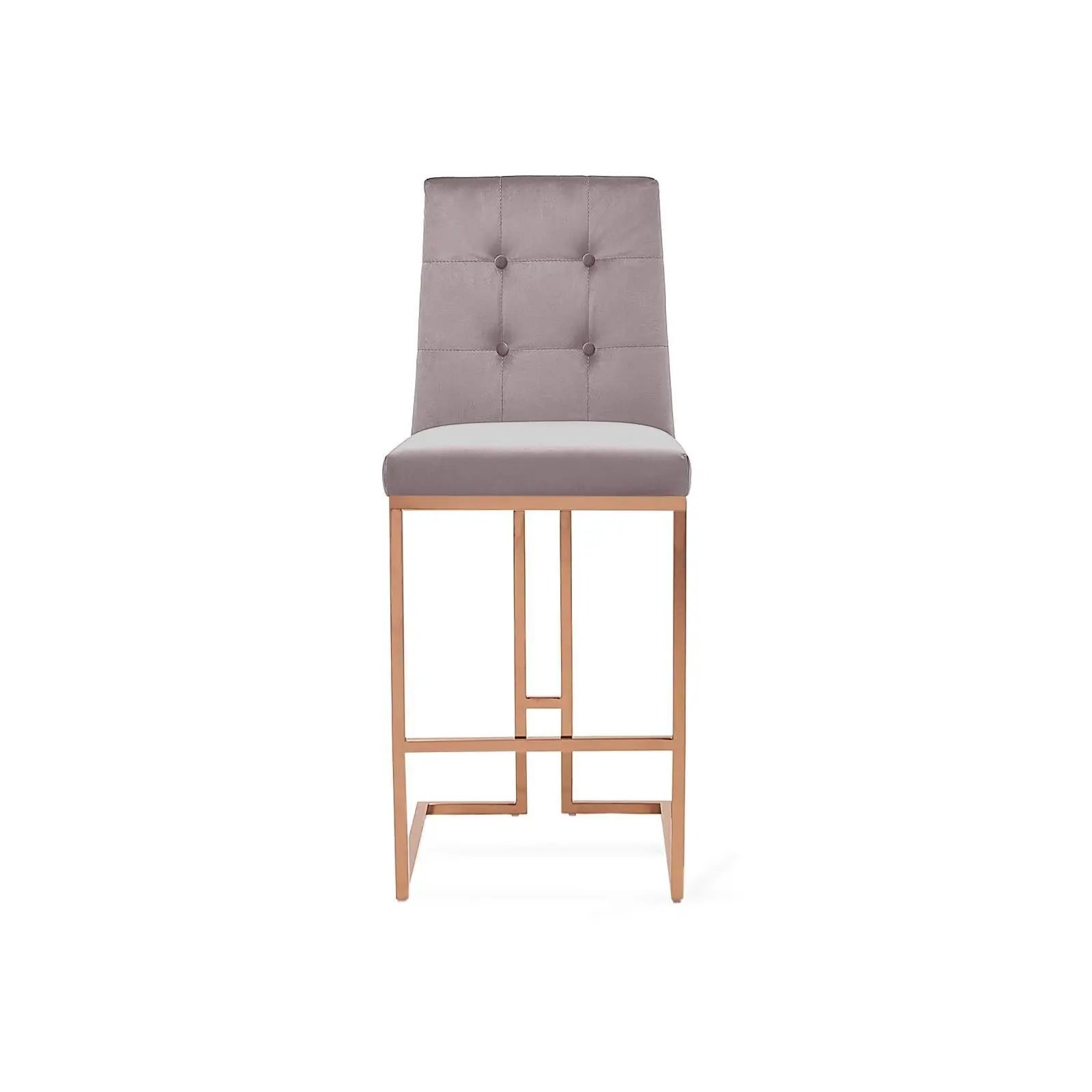 Cameron Rose Gold Polished Stainless Steel Base Gray Bar Stool RG