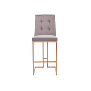 Cameron Rose Gold Polished Stainless Steel Base Gray Bar Stool RG