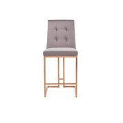 Cameron Rose Gold Polished Stainless Steel Base Gray Counter Bar Stool RG