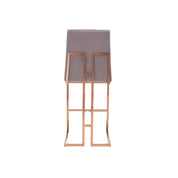 Cameron Rose Gold Polished Stainless Steel Base Gray Modern Bar Stool RG