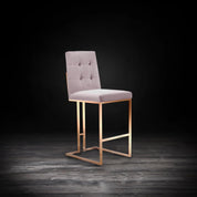 Cameron Rose Gold Polished Stainless Steel Base Gray Stylish Bar Stool RG