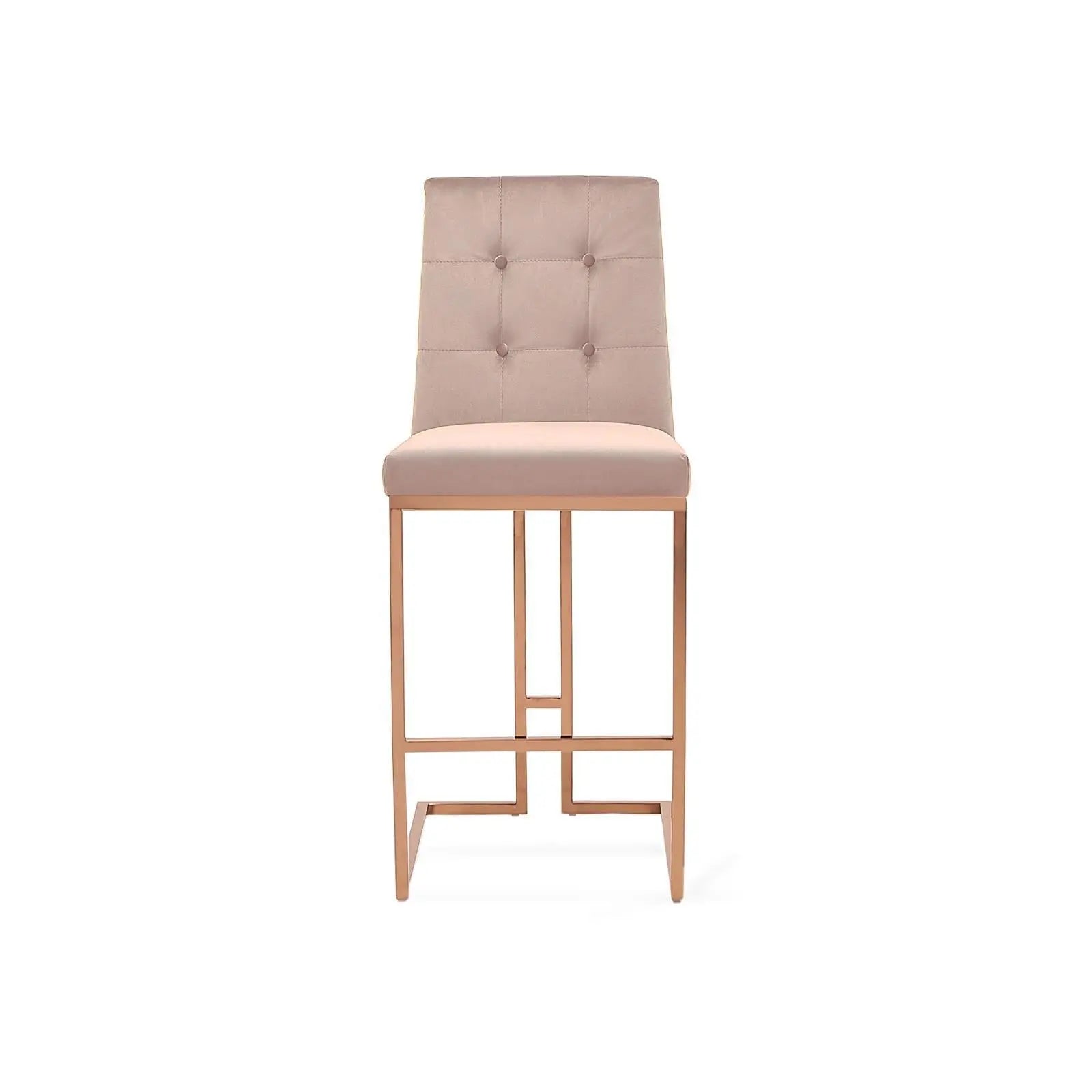 Cameron Rose Gold Polished Stainless Steel Base Taupe Bar Stool RG