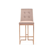 Cameron Rose Gold Polished Stainless Steel Base Taupe Bar Stool RG