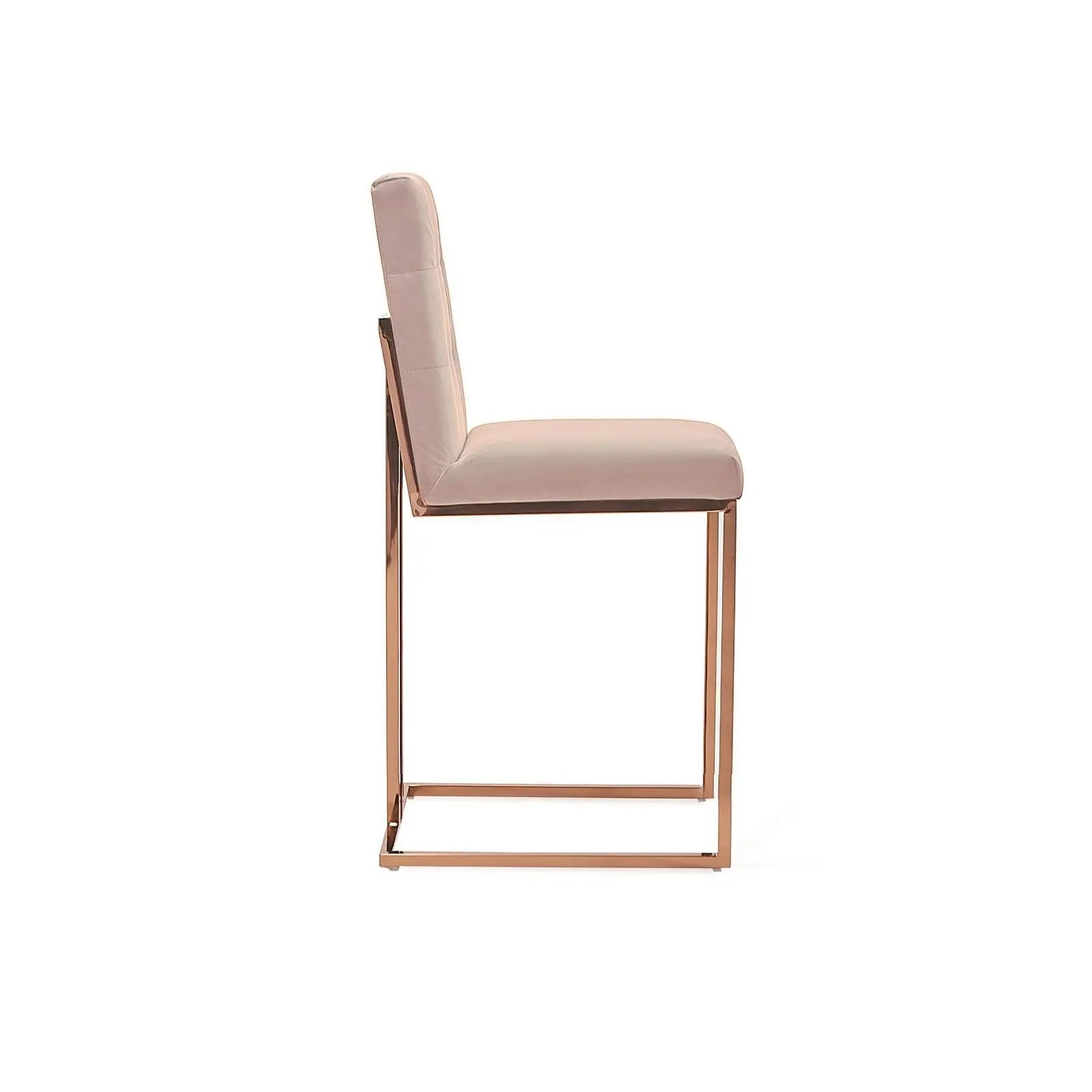 Cameron Rose Gold Polished Stainless Steel Base Taupe Counter Roberto Grassie Bar Stool RG