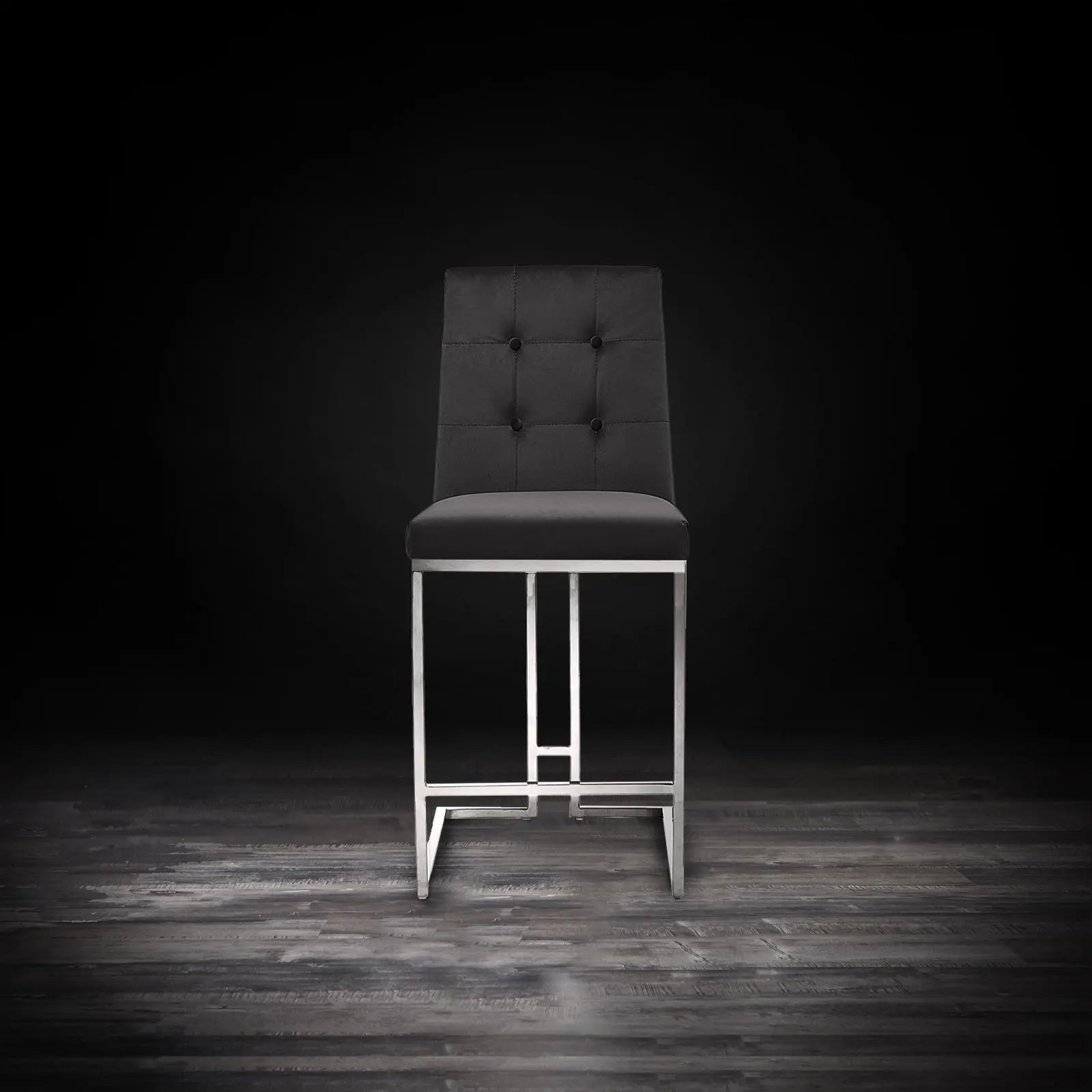 Cameron Silver Black Counter Modern Bar Stool RG