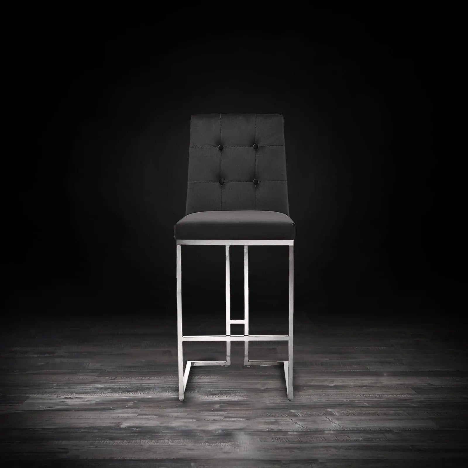 Cameron Silver Black Modern Bar Stool RG