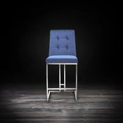 Cameron Silver Dark Blue Counter Modern Bar Stool RG