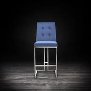 Cameron Silver Dark Blue Modern Bar Stool RG