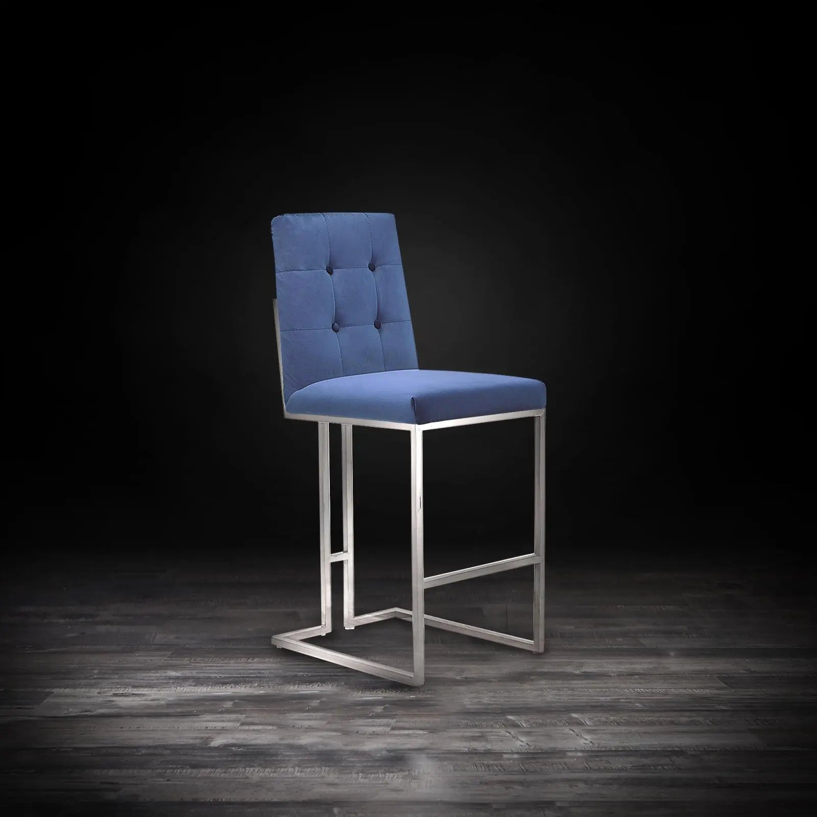 Cameron Silver Dark Blue Stylish Bar Stool RG