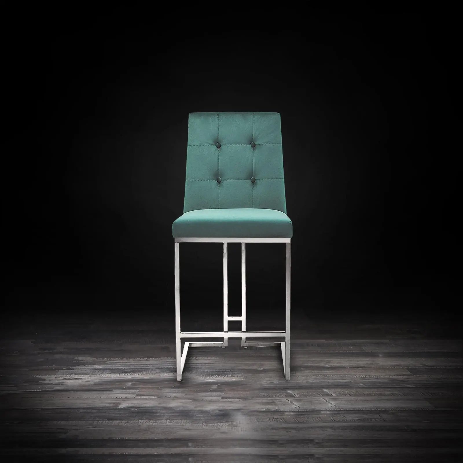 Cameron Silver Dark Green Counter Modern Bar Stool RG