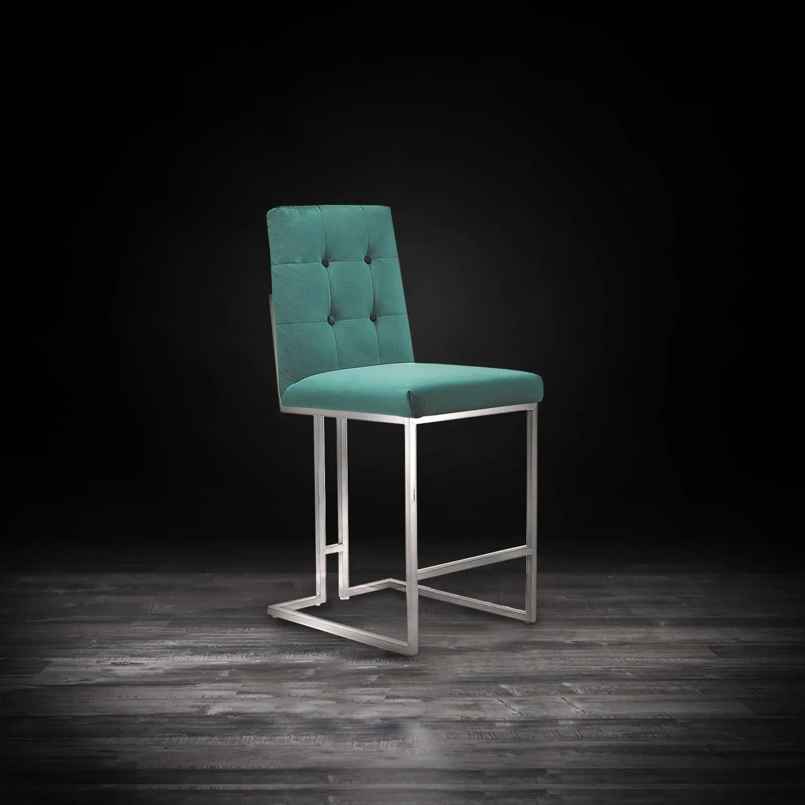 Cameron Silver Dark Green Counter Stylish Bar Stool RG