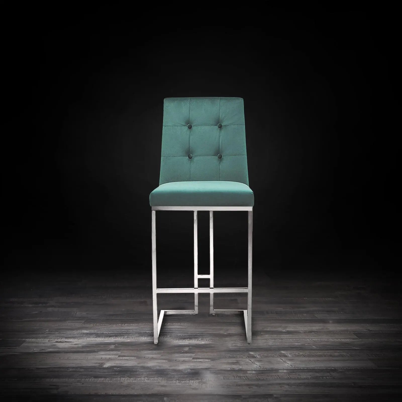Cameron Silver Dark Green Modern Bar Stool Roberto Grassie