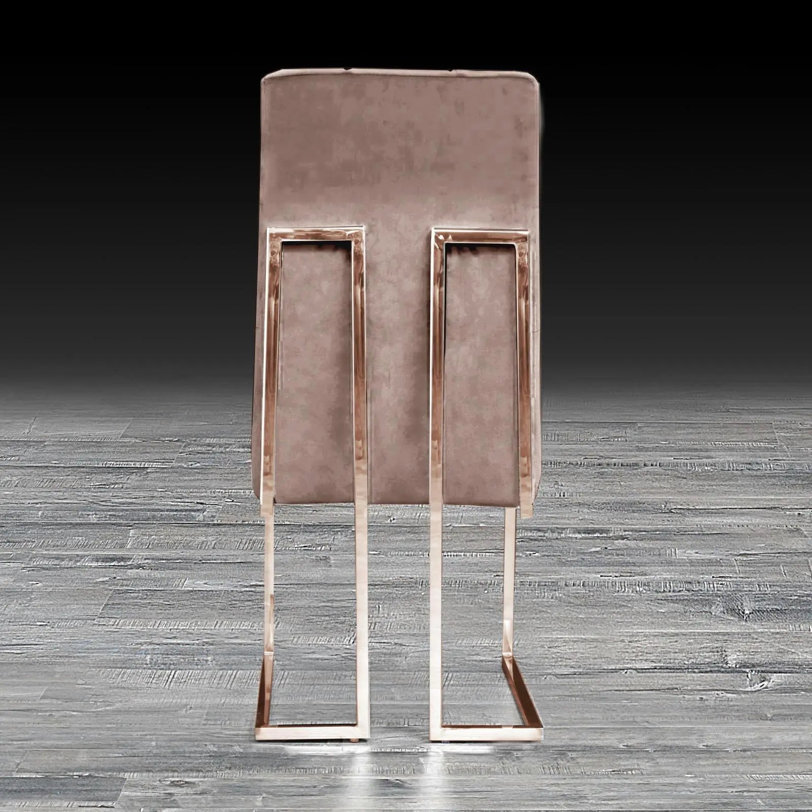 Cameron Taupe Rose Gold Polished Stainless Steel Base Luxury Dining Chair