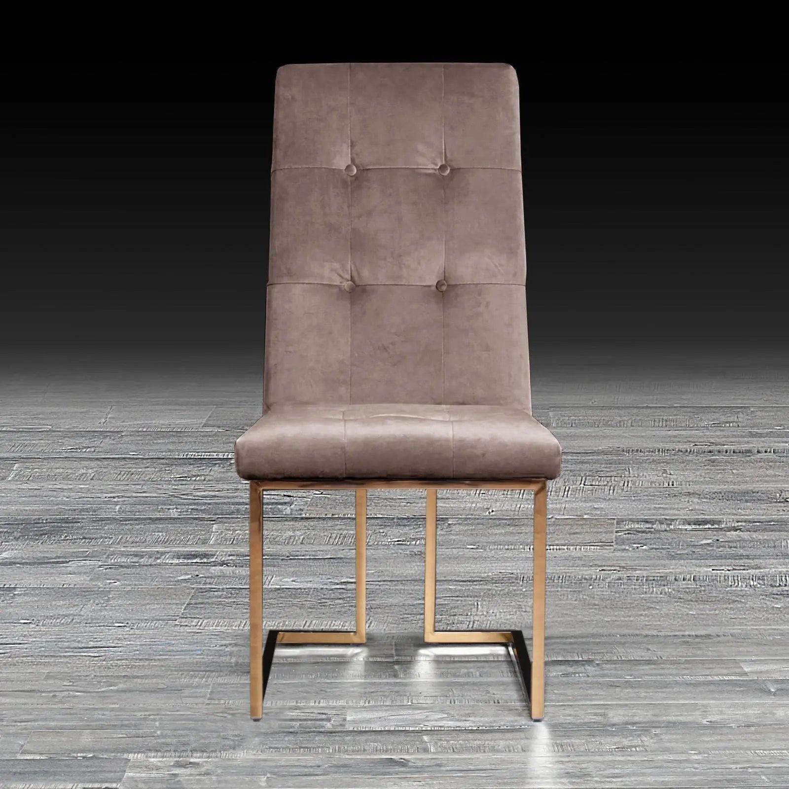 Cameron Taupe Rose Gold Polished Stainless Steel Base Modern Dining Chair
