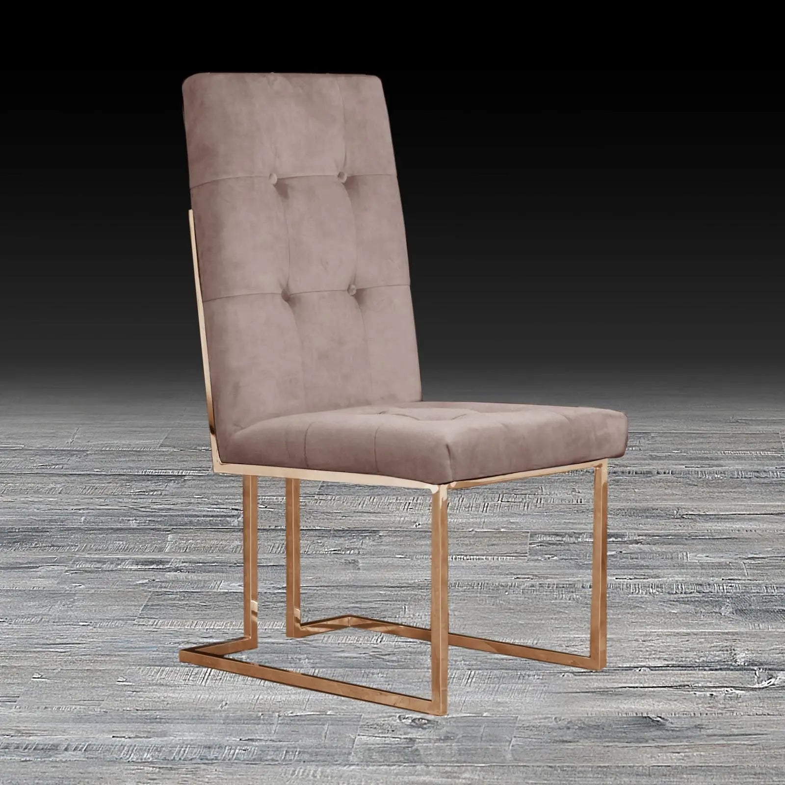 Cameron Taupe Rose Gold Polished Stainless Steel Base Stylish Dining Chair