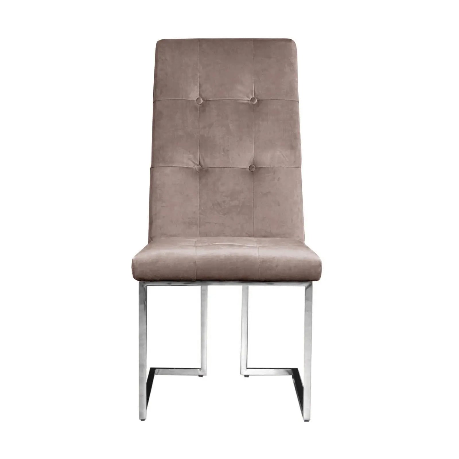 Cameron Taupe Polished Stainless Steel Base Dining Chair RG
