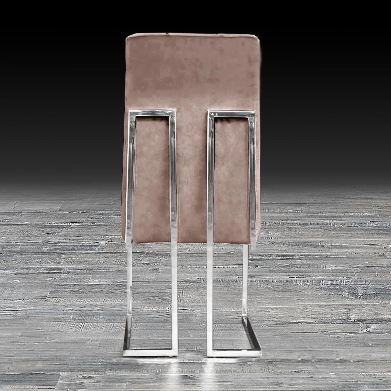 Cameron Taupe Polished Stainless Steel Base Luxury Dining Chair