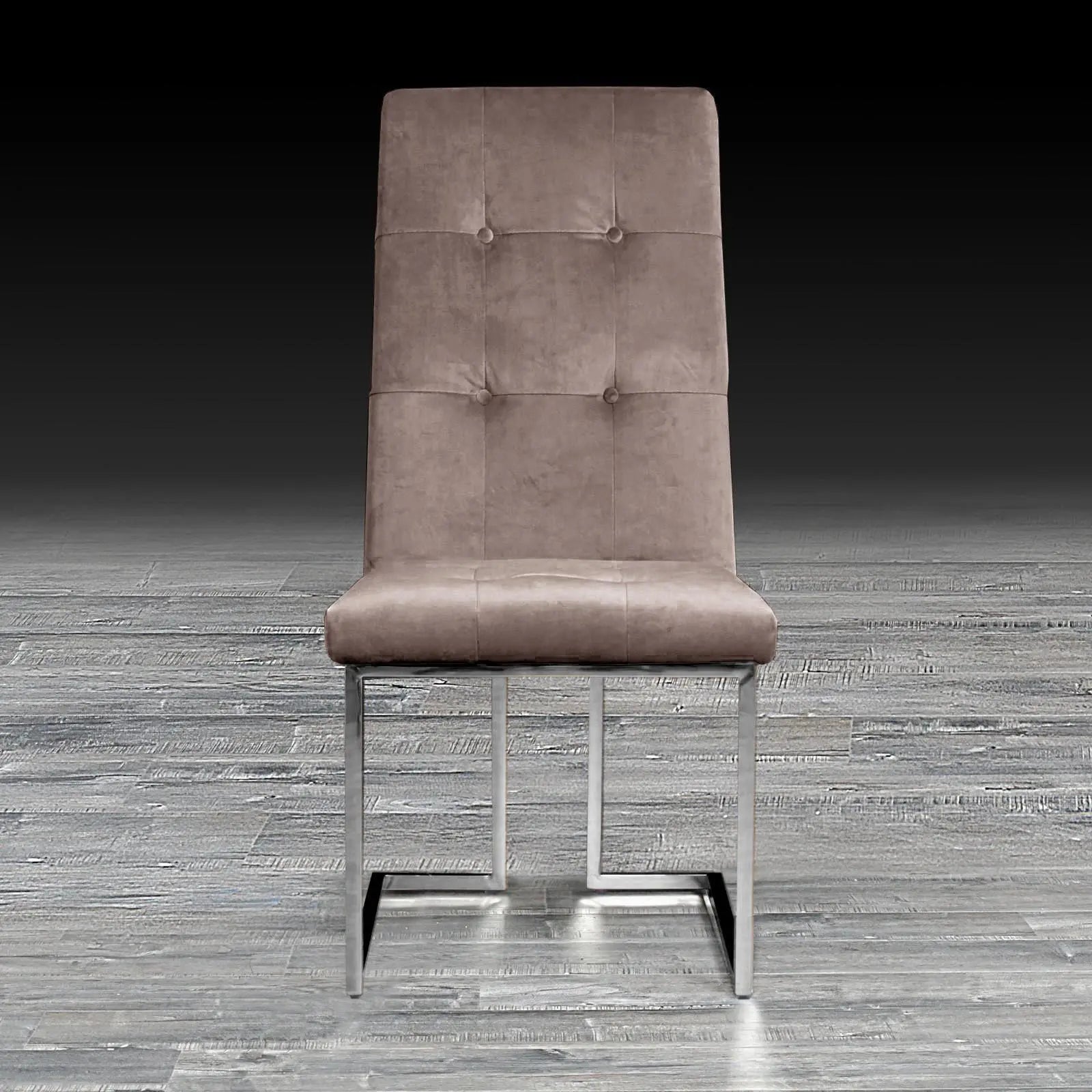 Cameron Taupe Polished Stainless Steel Base Modern Dining Chair