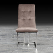 Cameron Taupe Polished Stainless Steel Base Modern Dining Chair