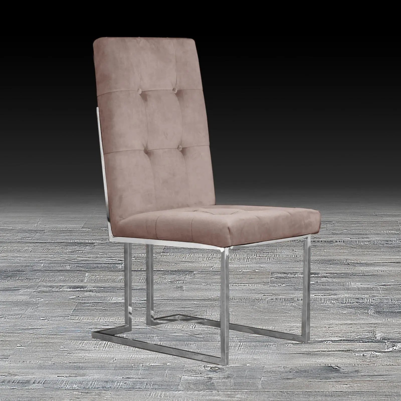 Cameron Taupe Polished Stainless Steel Base Stylish Dining Chair