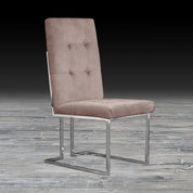 Cameron Taupe Polished Stainless Steel Base Stylish Dining Chair