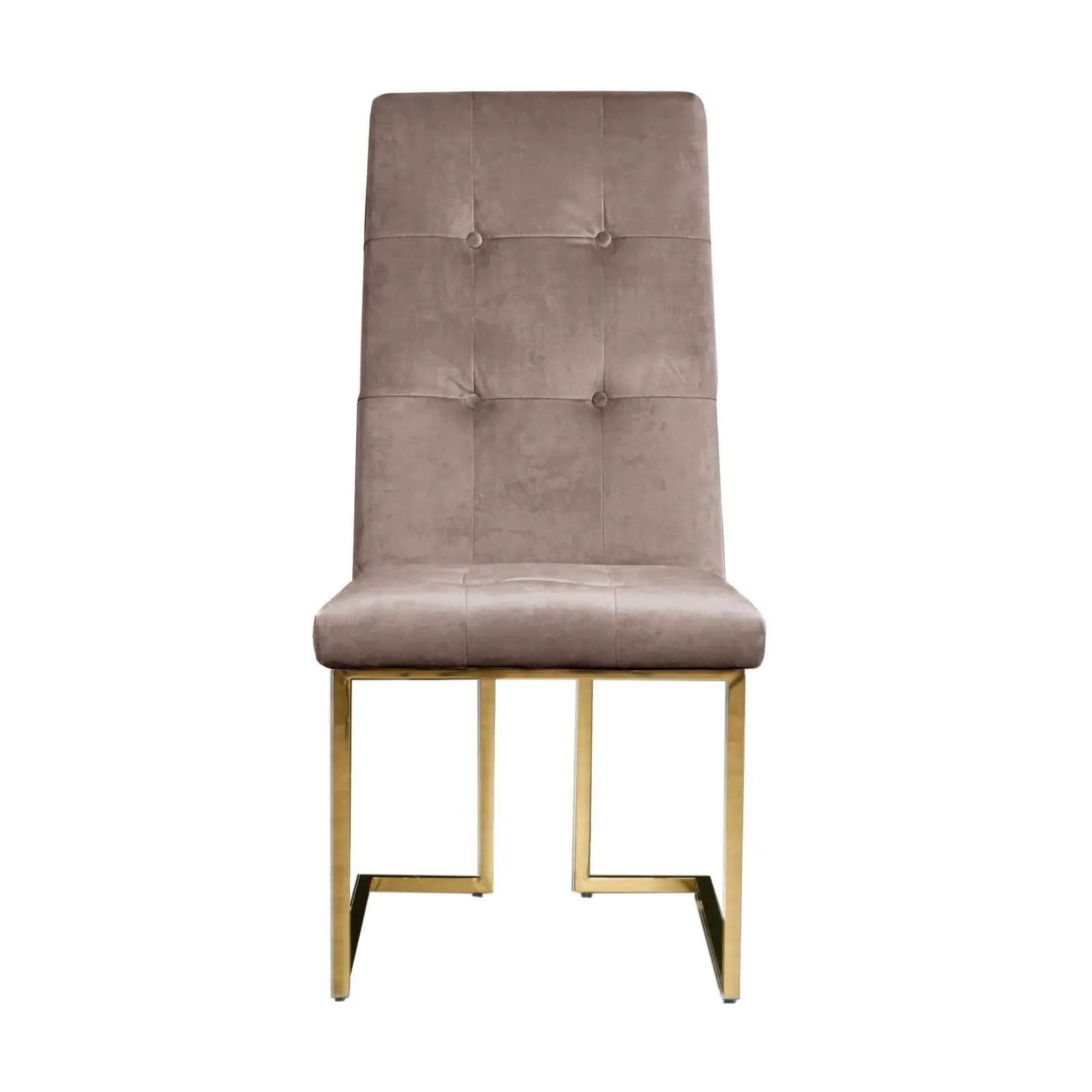 Cameron Taupe Titanium Gold Polished Stainless Steel Base Dining Chair RG