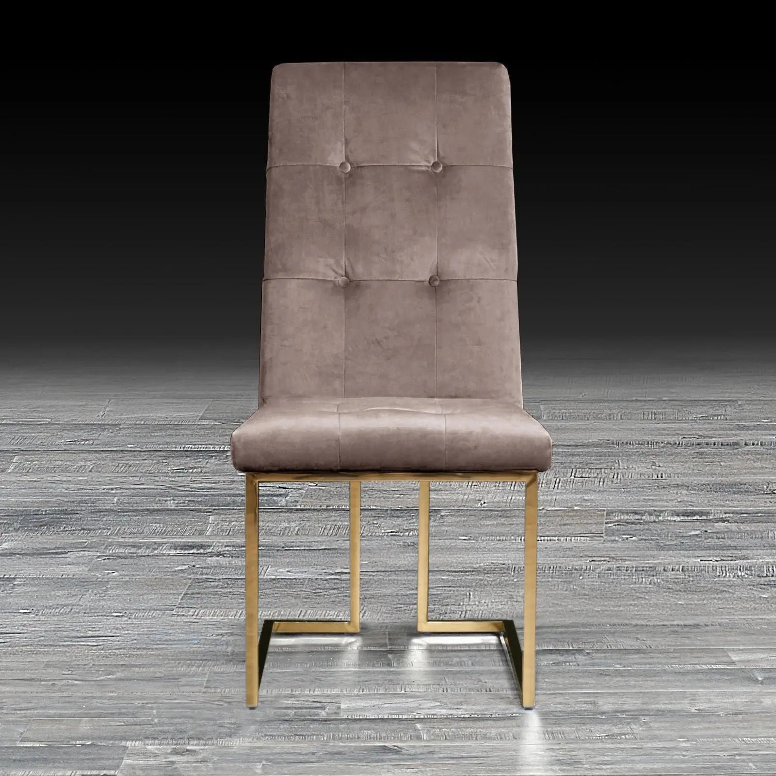 Cameron Taupe Titanium Gold Polished Stainless Steel Base Modern Dining Chair RG
