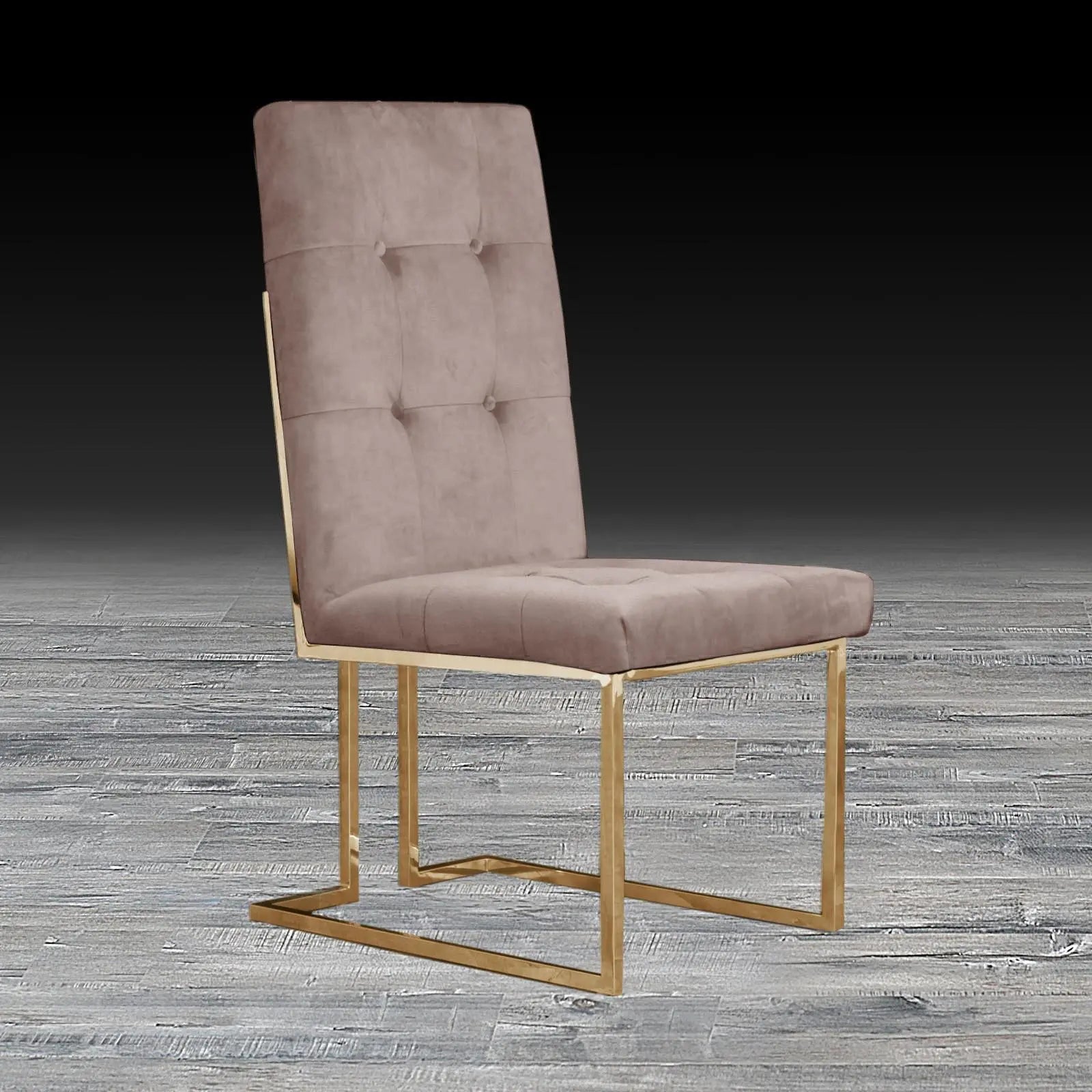 Cameron Taupe Titanium Gold Polished Stainless Steel Base Stylish Dining Chair RG
