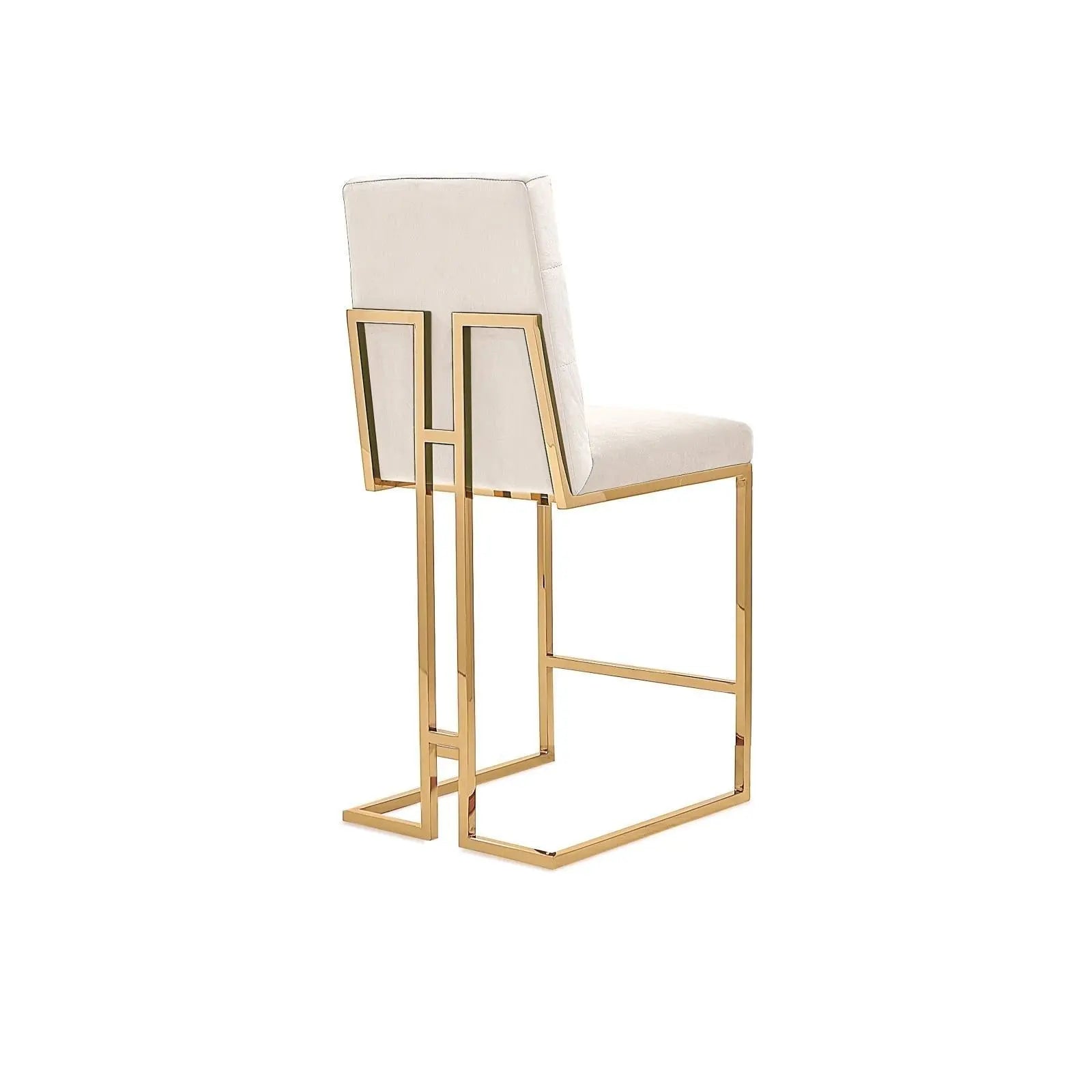 Cameron Titanium Gold Polished Stainless Steel Base Beige Luxury Counter Stool RG