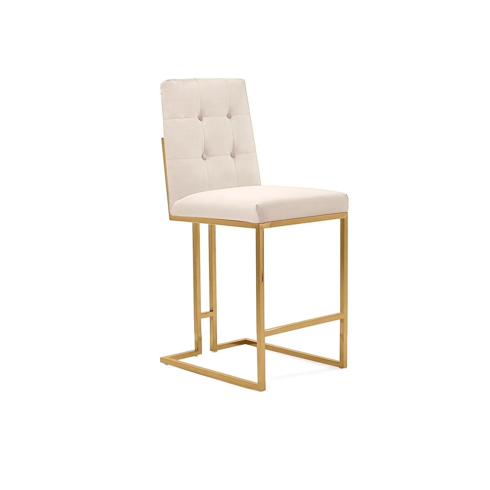 Cameron Titanium Gold Polished Stainless Steel Base Beige Stylish Counter Stool RG