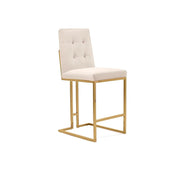 Cameron Titanium Gold Polished Stainless Steel Base Beige Stylish Counter Stool RG