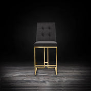 Cameron Titanium Gold Polished Stainless Steel Base Black Modern Counter Stool RG