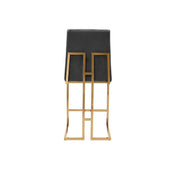 Cameron Titanium Gold Polished Stainless Steel Base Black Modern Counter Stool RG